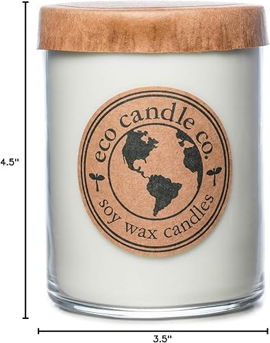 Vista 28 de Eco Candle Co. Vela reciclada, eucalipto y menta, 26 onzas. Aromas de eucalipto, menta verde y menta - 100% cera de soja, sin plomo, etiqueta y tapa
