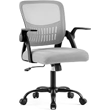 Ergonomic Mesh Desk Chair, Flip-Up Arms, Adjustable Height Swivel, Grey