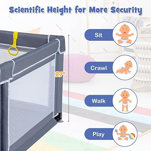 Miniatura 5 de Costzon Corralito para bebés para niños pequeños, patio de juegos grande para interiores y exteriores, centro de actividades para niños con bolas