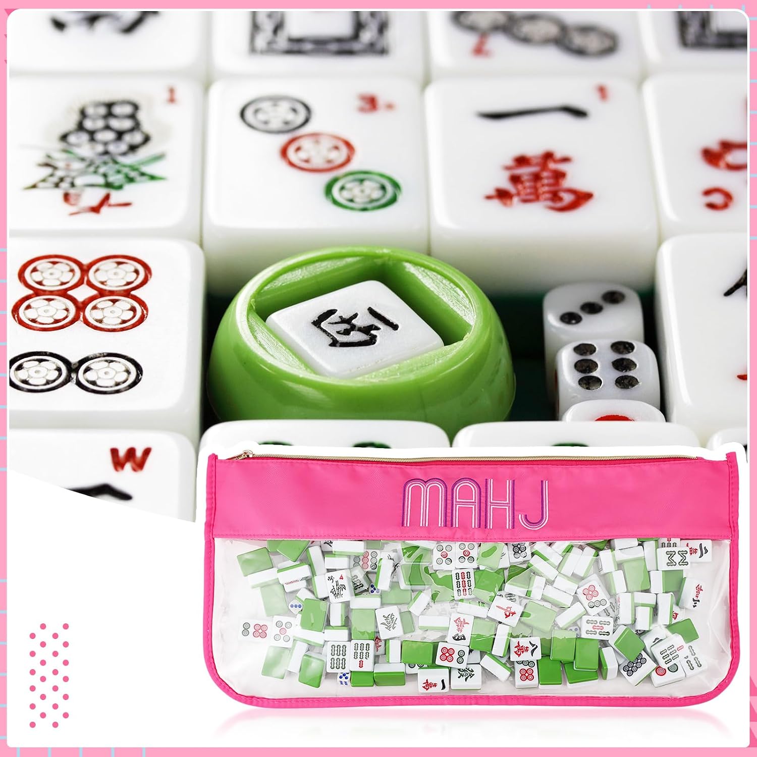 2 Pcs Empty Mahjong Tile Bag 20.9 x 9.45 Inch American PVC Clear Mahjong Case Size 166 Waterproof Zippered Storage Tile Holder Rack Bag for Game Lover Gift Travel, Case Only(Blue,Rose Red)