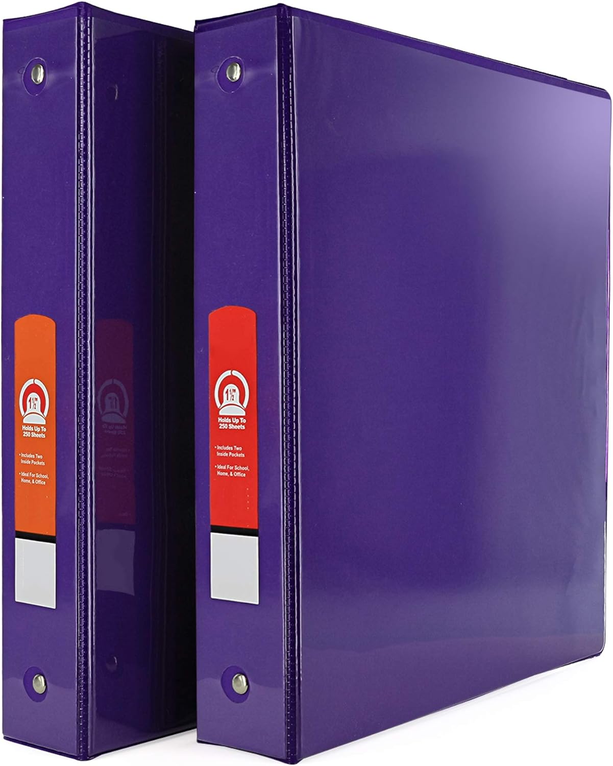 Emraw Super Great 1 1/2" 3-Ring View Binder with 2-Pockets - Available in Purple - Great for School, Home, & Office (2-Pack)