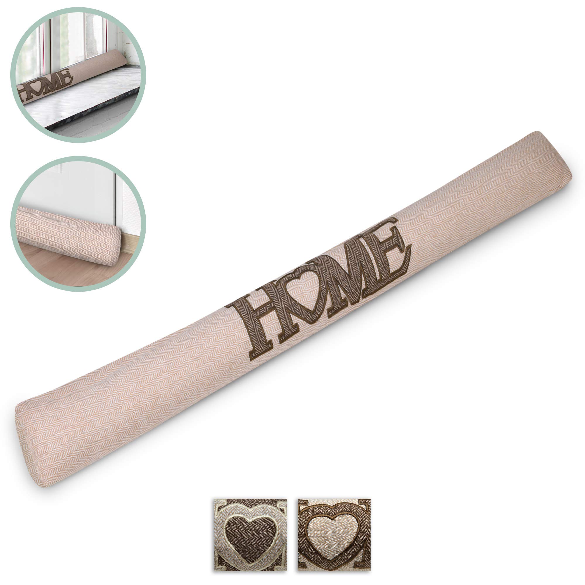 Beautissu Draught Excluder for Doors 120 cm Tuuli HE, 1,2kg Heavy Door Pillow Draft Wind Stopper for Windows - Image 2