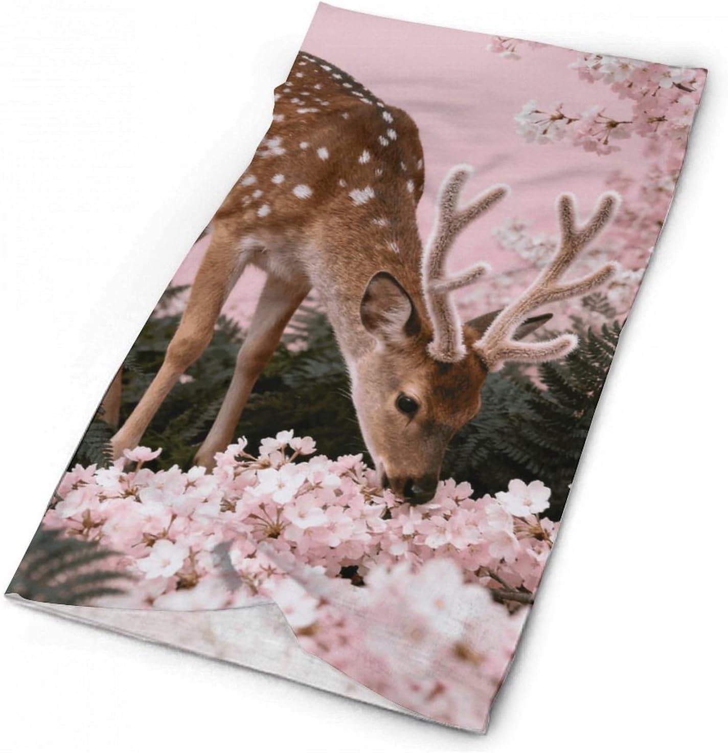 Sun UV Protection Neck Gaiter Upf 50+ Balaclava Ski Deer Among Pink Cherry Blossoms Face Mask Summer Face Cover Scarf Breathable Bandana for Fishing Hunting Kayaking Hiking Cycling Outdoor Activities