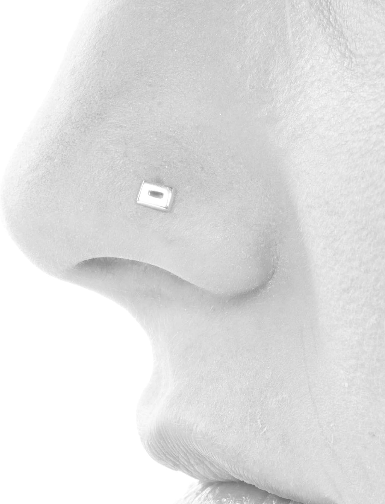 Sterling Silver Nose Stud, Dainty Nose Screw Pin Rectangle Shaped, Nose Piercing/Earring, Nostril, Tragus, Helix, Cartilage or Rook, Handmade designer