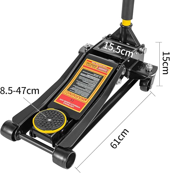 3 Tonne Trolley Jack Hydraulic Car Jack, Low Profile Floor for Car Van, Heavy-Duty Steel Hydraulic Lift with Dual Pump System, Handle Swivel Wheels, High Lift Garage (Yellow) - 4