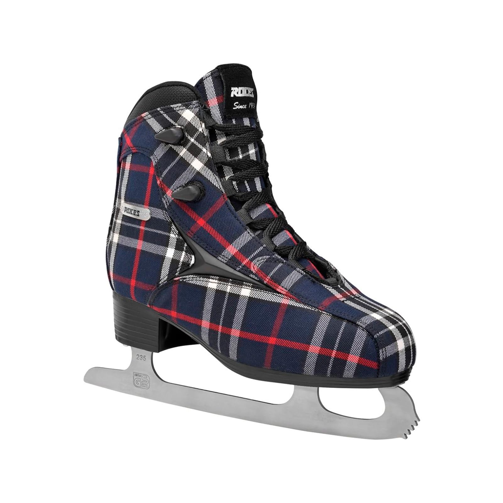 Roces IceGlamour - Pattini da Ghiaccio da Donna in Tartan, Resistenti, Comodi, alla Moda, con Lacci e Lame in Acciaio Inox, Tomaia Sintetica Rinforzata e Imbottitura Anatomica