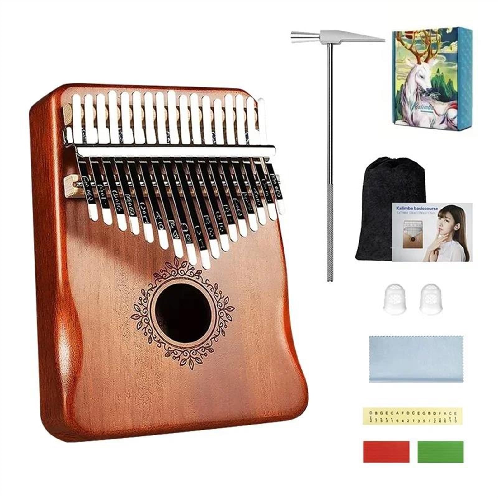 Początkujących Kalimba Mahoniowy Instrument Muzyczny Kalimba Kalimba 17 Klawiszy Fortepian Kciukowy Dobry Dźwięk Z Instrumentami Do Nauki(Retro)