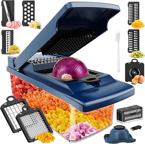 Picador profesional de verduras, cortador de cebolla con contenedor, picador de alimentos, cortador de verduras, cortador de verduras, cortador de