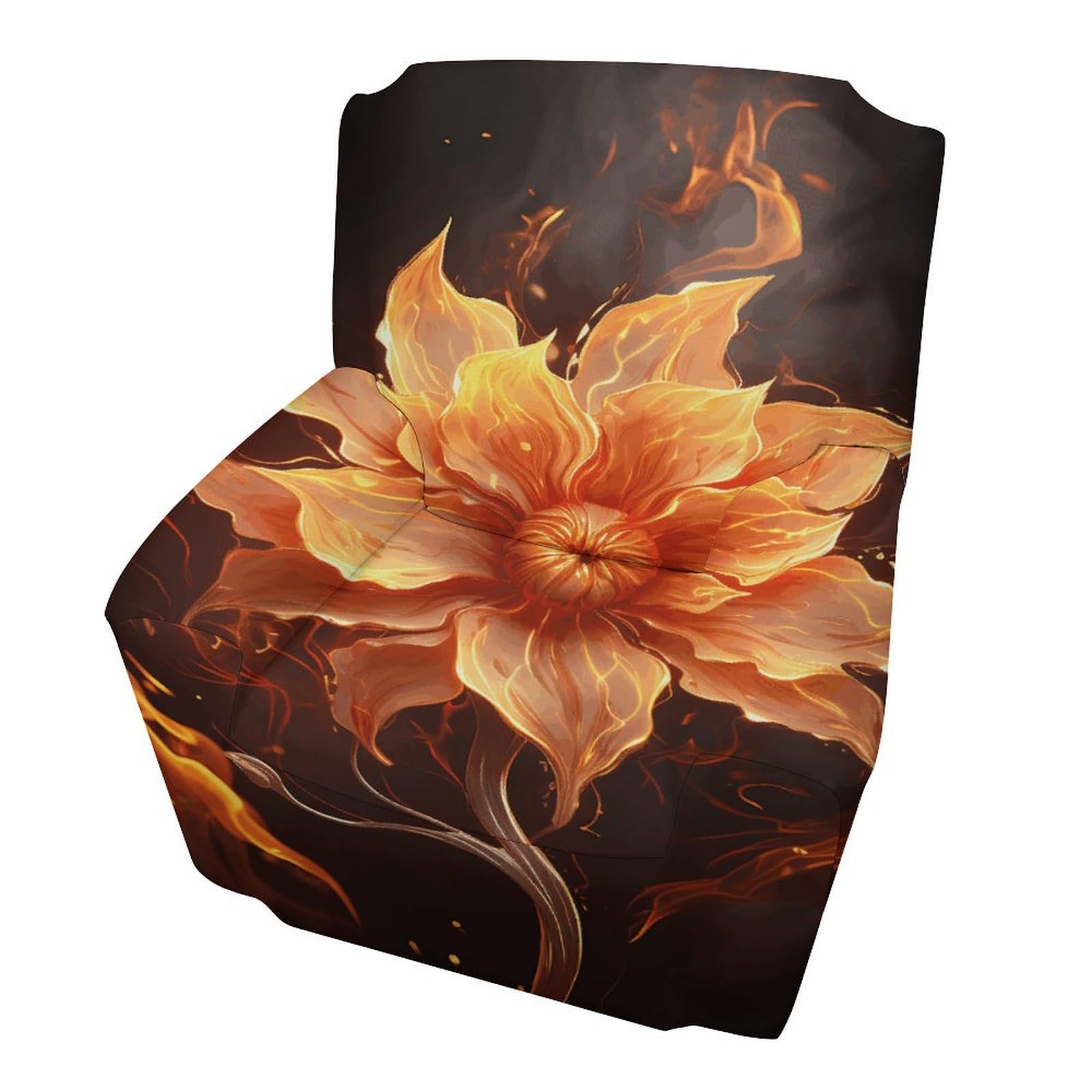 Fodpand Style Flame Flower Sofa Cover Soft 1 Seater Sofa Slipcover For Pets Washable,Couch Cover With Elastic Straps Furniture Protector
