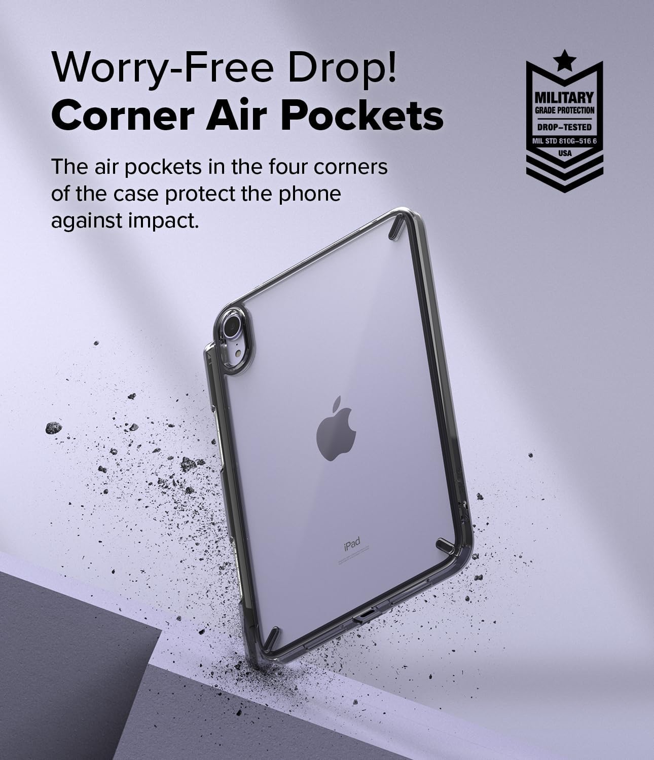 Ringke Fusion [Overcharge Prevention] Compatible with iPad mini 6 Case (6th Generation) and iPad mini A17 Pro Case, Transparent Hard Back TPU Bumper Cover with Pen Holder - Smoke Black