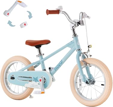 RoyalBaby EZ Kids Bike,14 Inch Convertible Balance to Pedal Bike for Boys & Girls,Beginner Bicycle for Ages 3-5 Years,Blue