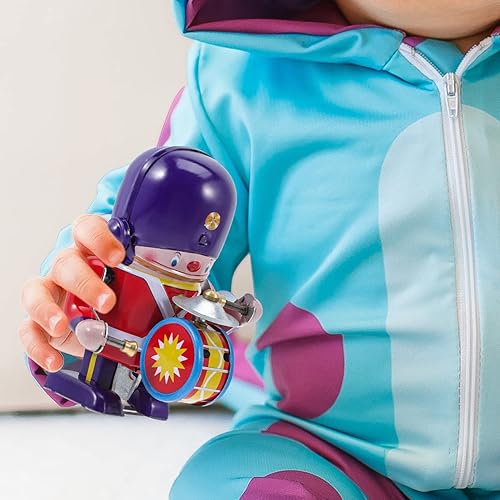 Miniatura 7 de ABOOFAN Juguete de cuerda de hojalata de juguete mecánico que camina baterista soldado retro Pascua Vintage Wind- up juguete para niños, novedad de