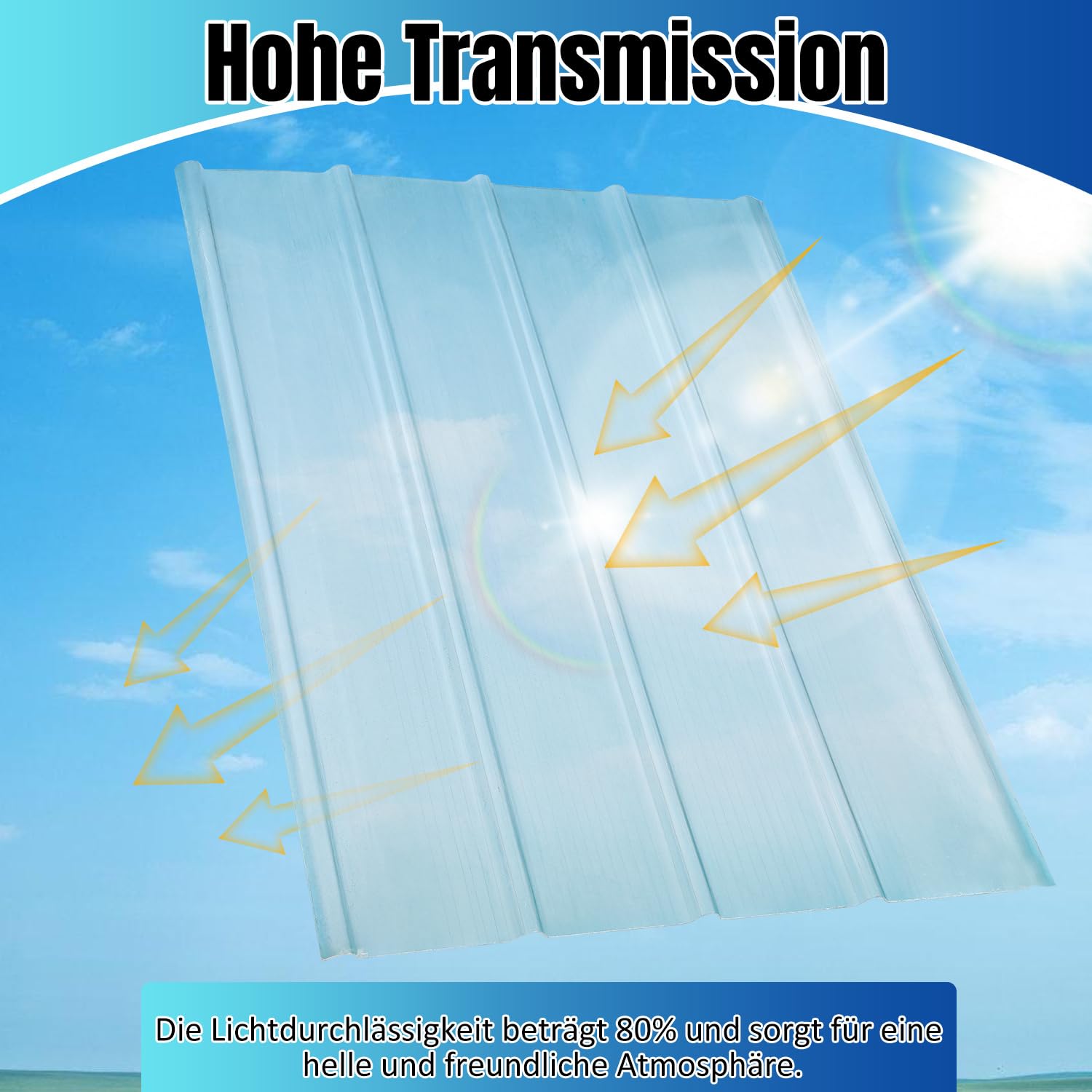 Wellplatten, 2 mm FRP-Trapezprofil-Wellblech, 90 * 120 cm Wellplatten Transparent, Dachplatten Wetterfest, Dach Profilplatten Trapez, Beleuchtungspaneele, 10 Stück