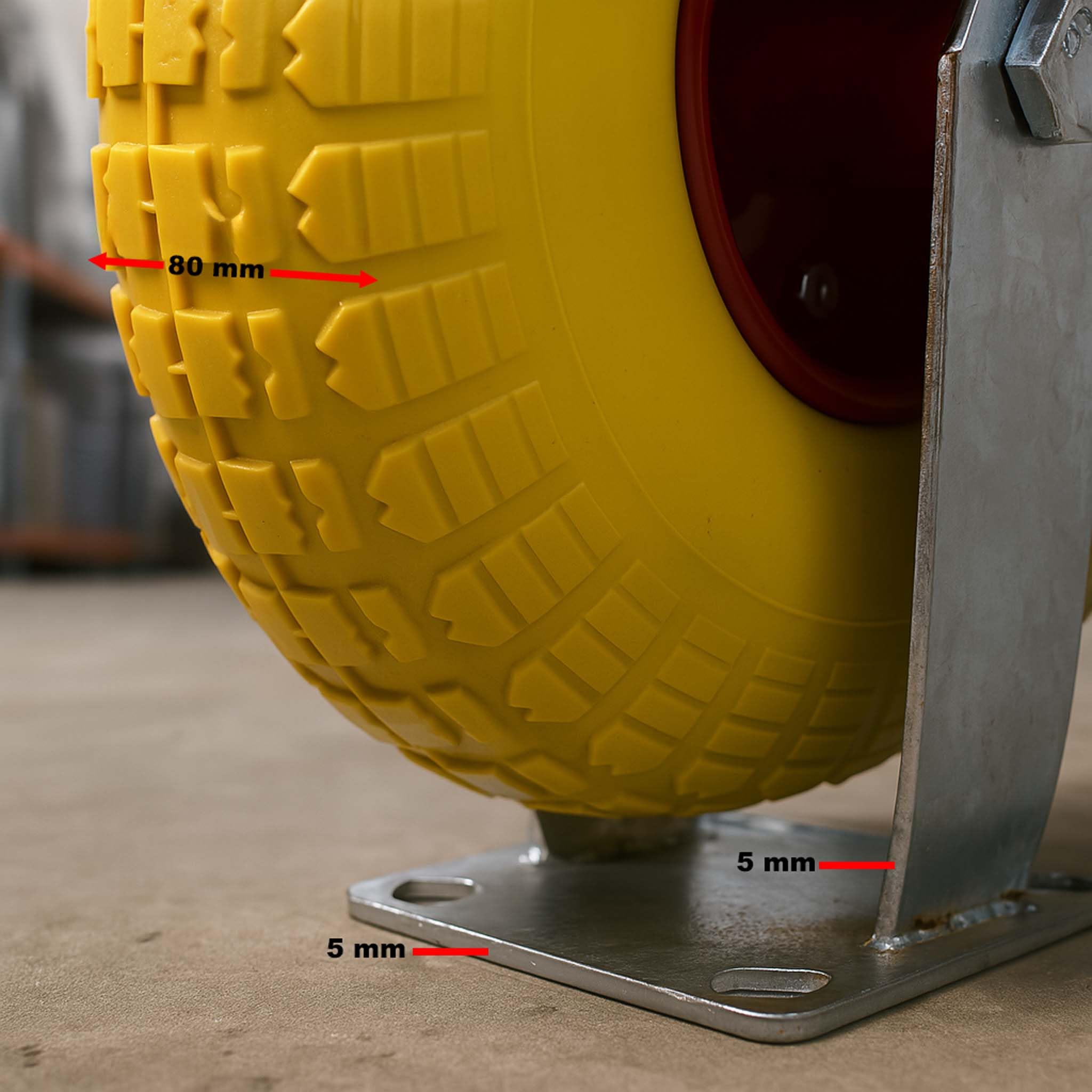 Zestaw kół transportowych 2 kółka transportowe 258x78mm antyprzebiciowe żółte 150kg na koło