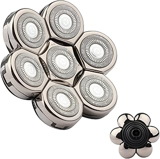 Sjpzwcrl Recambio Cabezal Maquina de Afeitar: - 7 Cabezales Afeitadora Electrica Hombre 7D Repuesto de Maquinilla Eléctrica Calva Máquina Recortadora Barba y Pelo Cabeza y Cara Rotativa (Plata)
