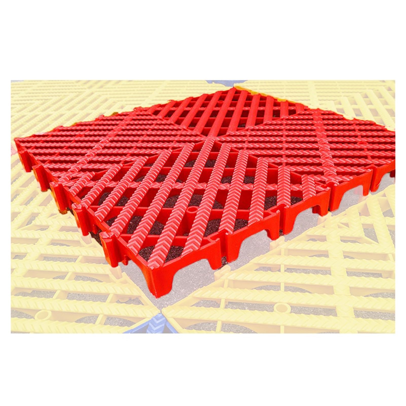 Modular Interlocking Floor Tiles DIY Garage Drainage Mat Pool Garage Floor Splicing Drainage Mat, for Deck Patio Garage Balcony Bathroom Wet Areas(Red,40x40x3CM-16piece)