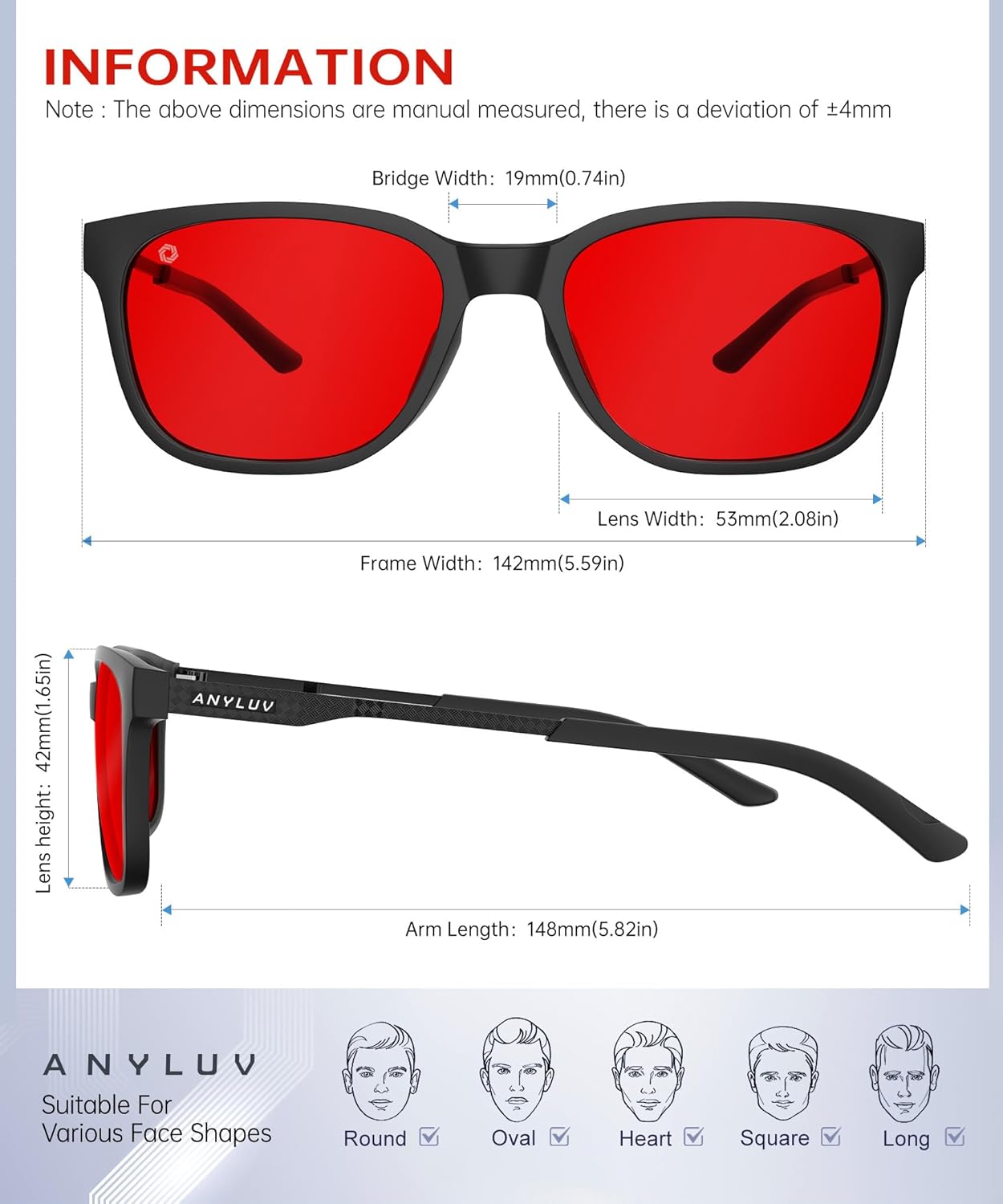 ANYLUV Blue Light Glasses for Men, Lightweight Computer Gaming Glasses, Stylish Anti Eyestrain Blue Light Blocking Men