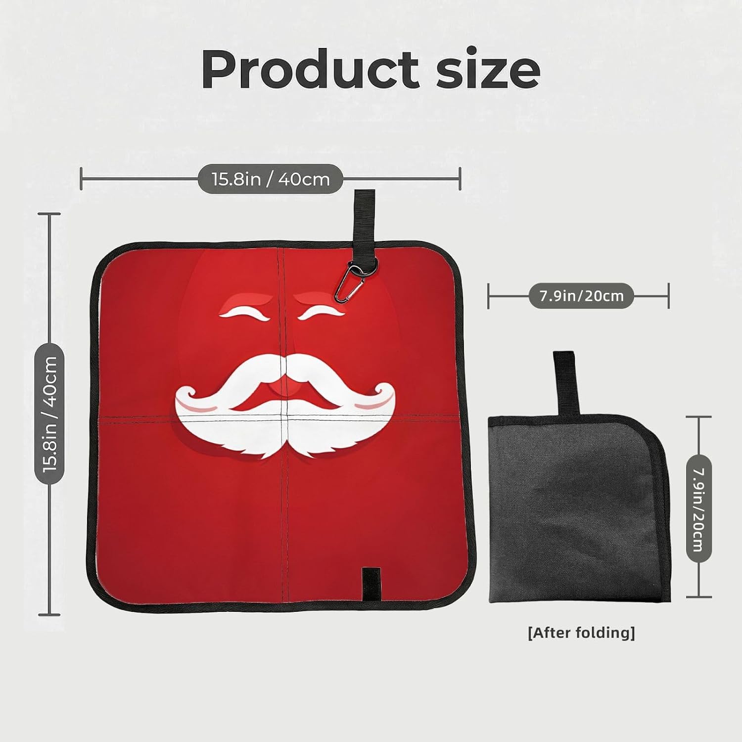 (Cute Santa Claus Print) Sitting Pad Foldable Seat Cushion Lightweight Camping Seat Mat with Hook for Outdoor Hiking Picnic Camping