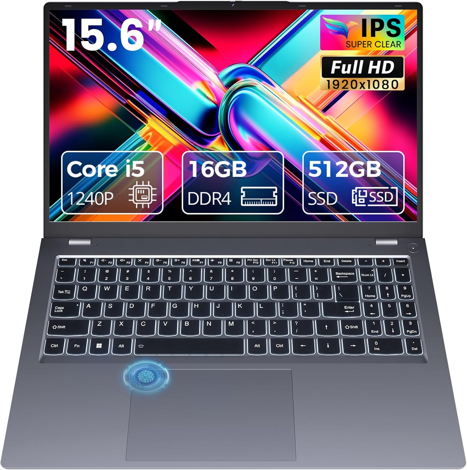 15.6 Inch Laptop, 16GB DDR4 RAM, 512GB SSD, i5 Gaming Laptops