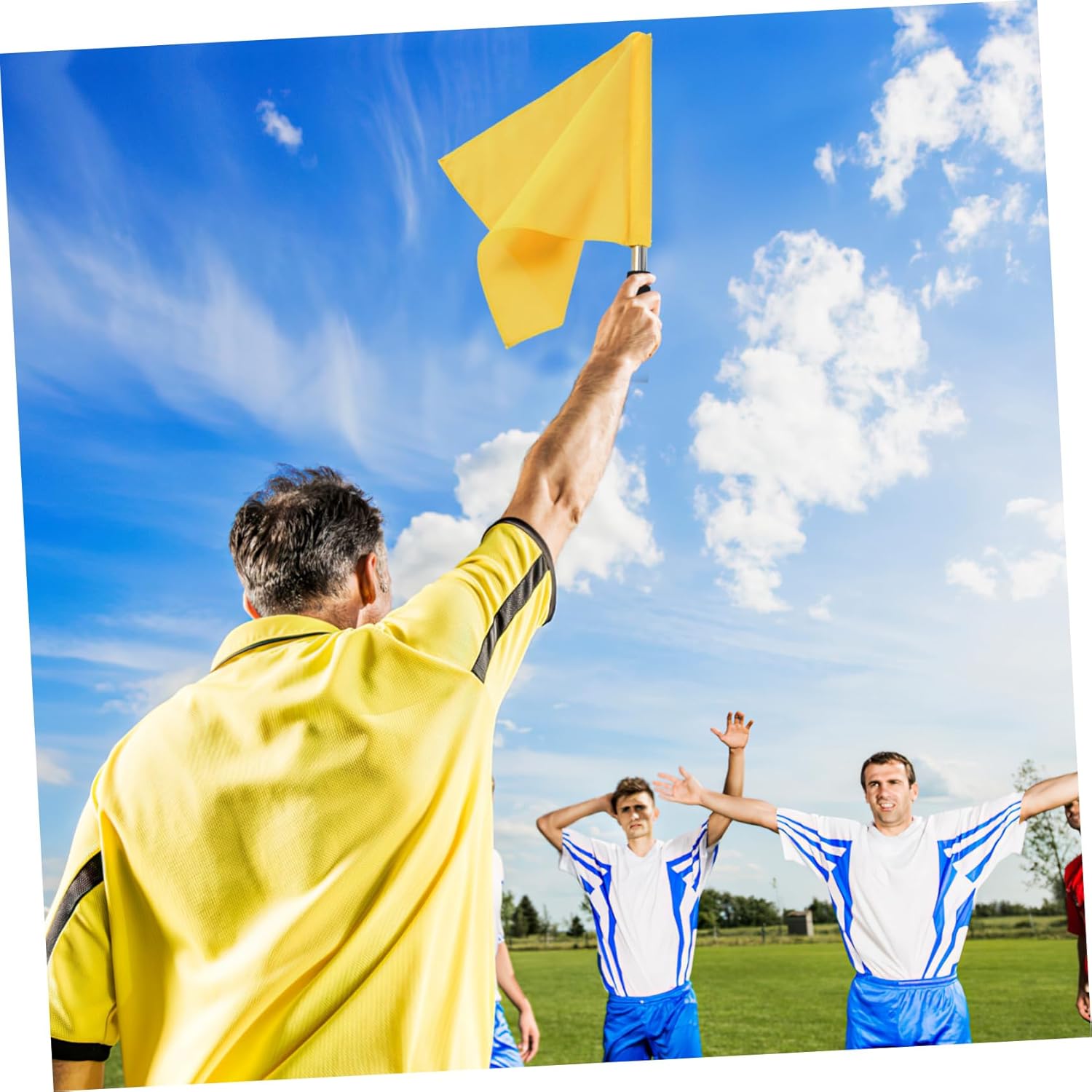 YARNOW 4Pcs Referee Flags with Sponge Handle - Track and Field Flags for Soccer Volleyball Basketball Football Competition, Yellow, Red, Green, White