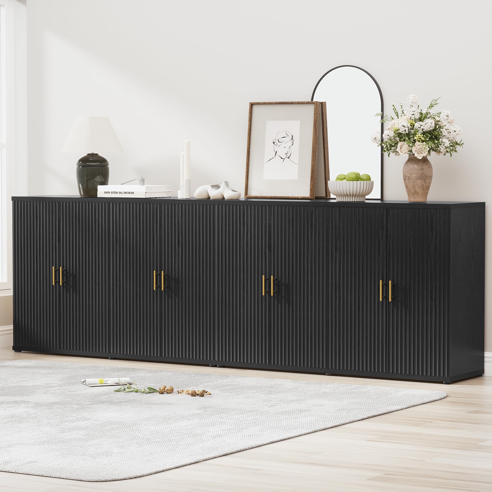 Yechen Black Fluted Sideboard