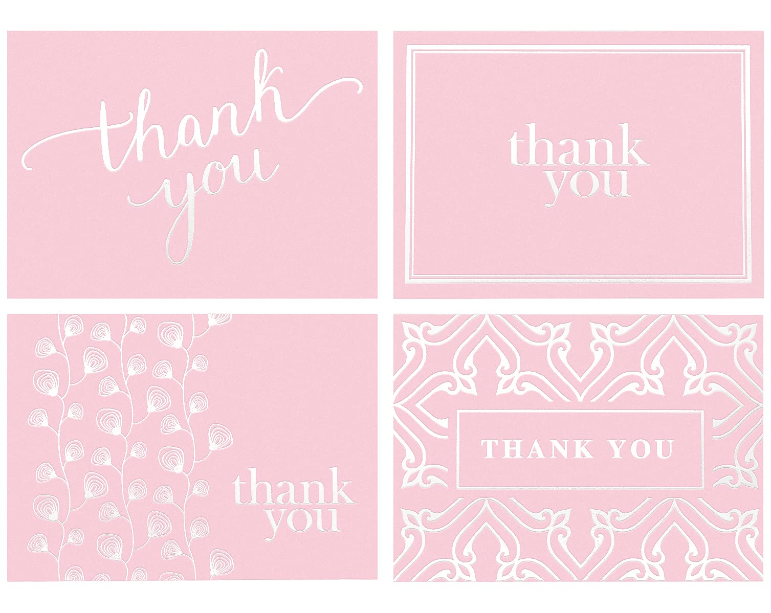 Spark Ink 100 Pink Thank You Cards with Envelopes Bulk | Made in USA Blank Thank You Notes - for Wedding, Graduation, Bridal Shower, Baby Shower,