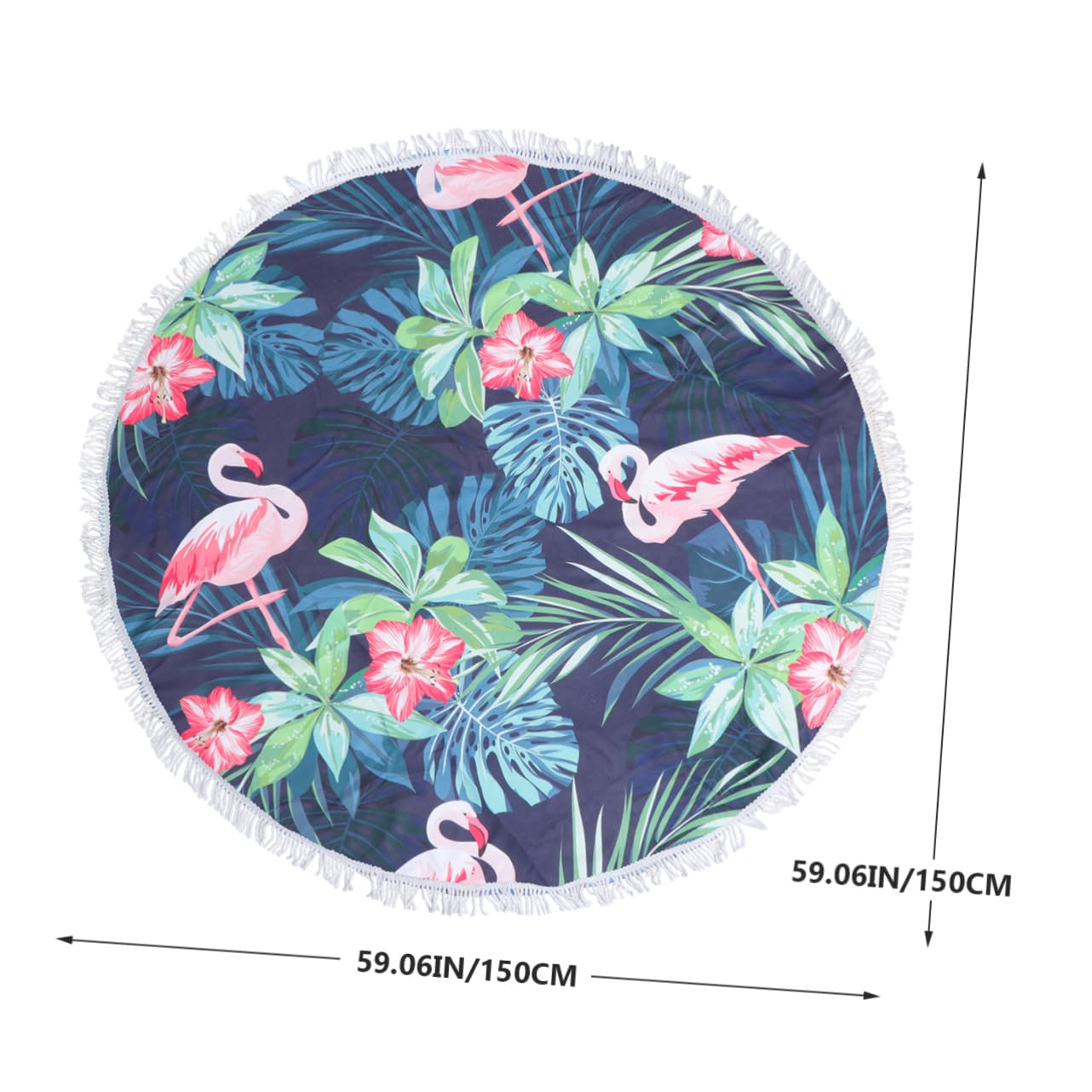 Telo Mare Rotondo Stampato 150cm in Microfibra Assorbente | Navy, Asciugatura Rapida per Yoga e Stretching, Atmosfera Estiva, Teli da Mare e Mare Accessori Spiaggia