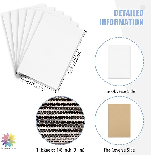 Miniatura 3 de Mat Board Center, paquete de 25 hojas de cartón corrugado de 6 x 9, 18 de pulgada de grosor, insertos de cartón plano para correo, embalaje y envío,