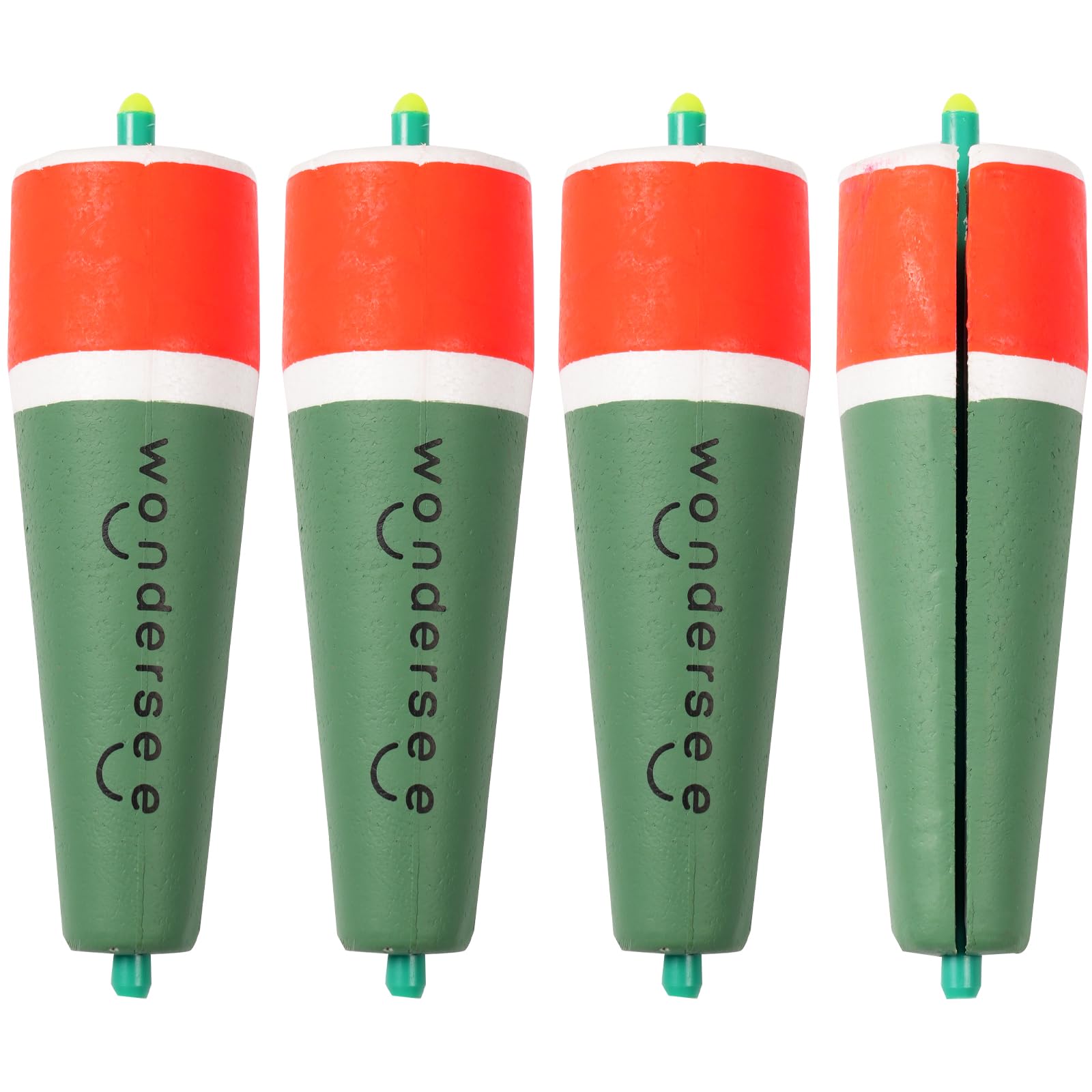 wondersee Fishing Floats Weighted Slotted Peg Popping Floats Slip Bobbers, Pack of 4
