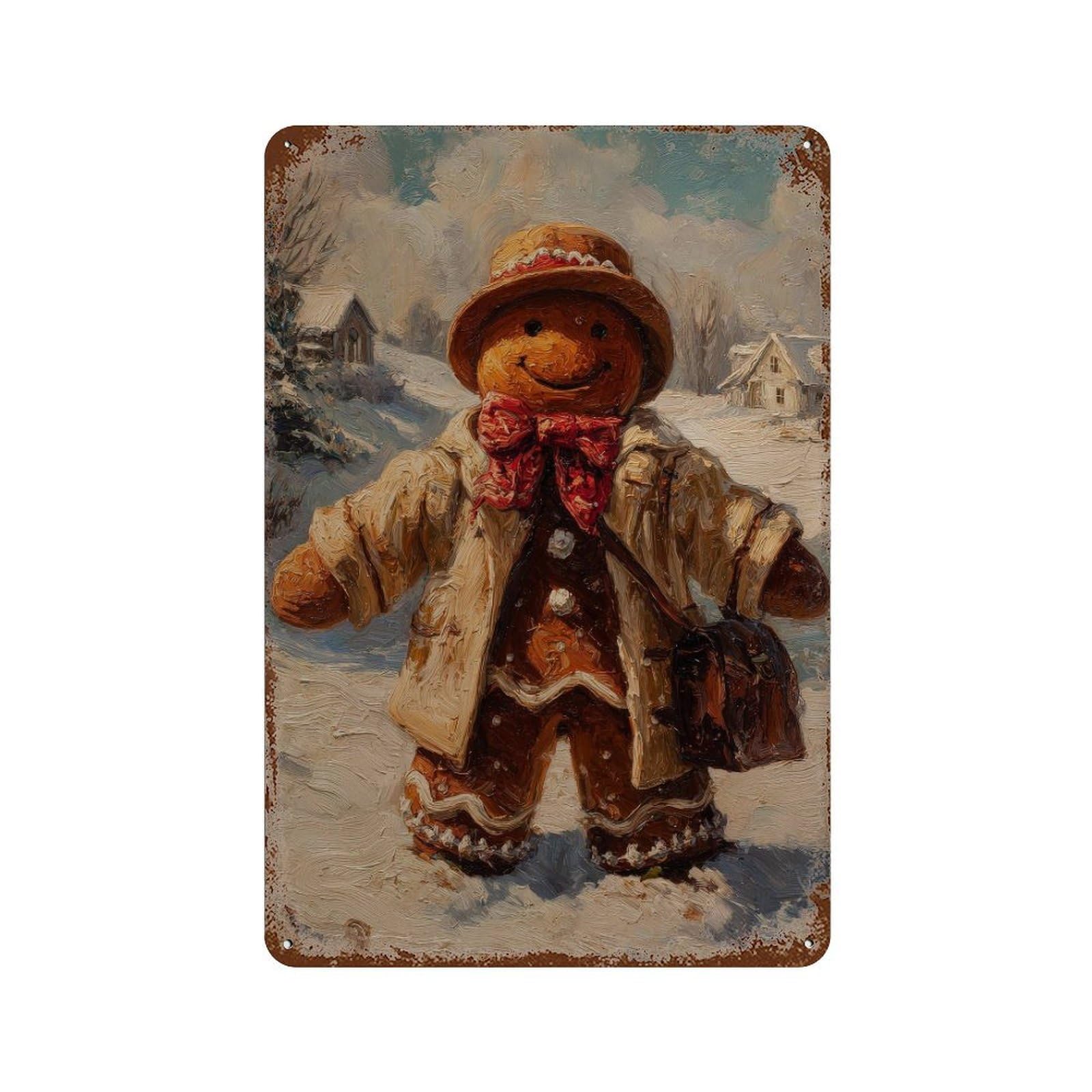 xiaoxiaoshen Gingerbread Man. Impressionist Christmas Wall Decor Art Metal Tin Poster Modern Home Decor Art Home Bar Shop Decorations Vintage Sign 30x20cm