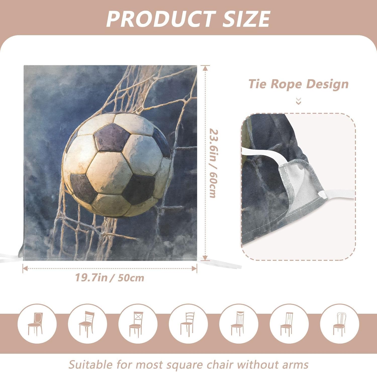 ALAZA Soccer Ball in Net Retro Chair Back Cover Set of 6, Washable Reusable Removable Chair Slipcovers Decorative Chair Cover for Home Kitchen Wedding Party