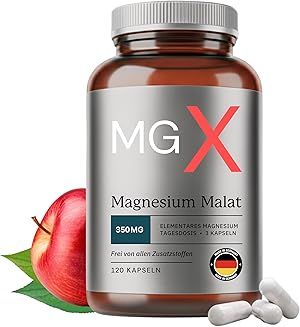 MGX® Magnesium Malat Kapseln – 120 Stück im Glas – pures Magnesiummalat ohne Zusätze – vegan, optimal bioverfügbar – in Deutschland produziert & laborgeprüft
