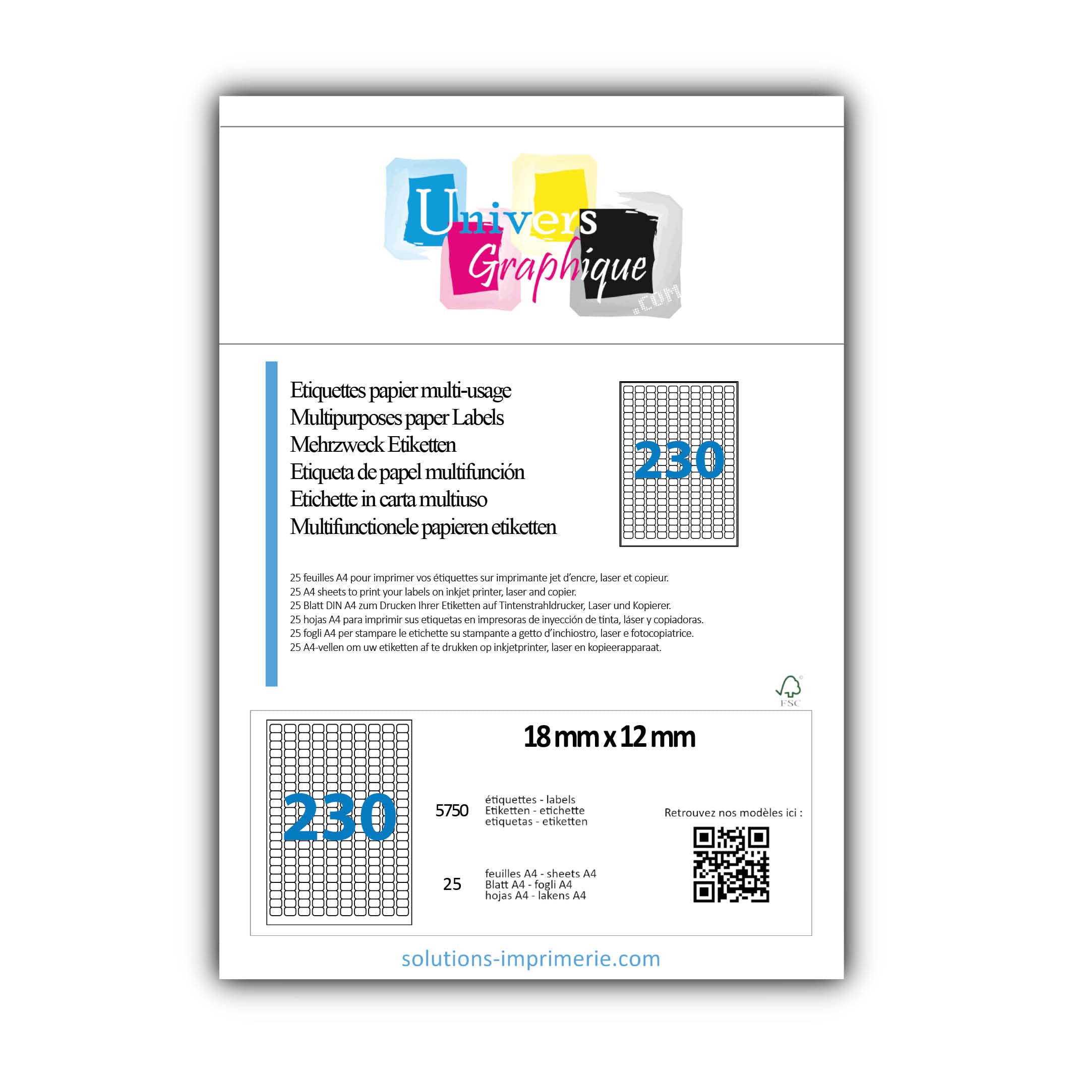 50 Feuilles A4 avec 4 étiquettes autocollantes 99.1 x 139 mm