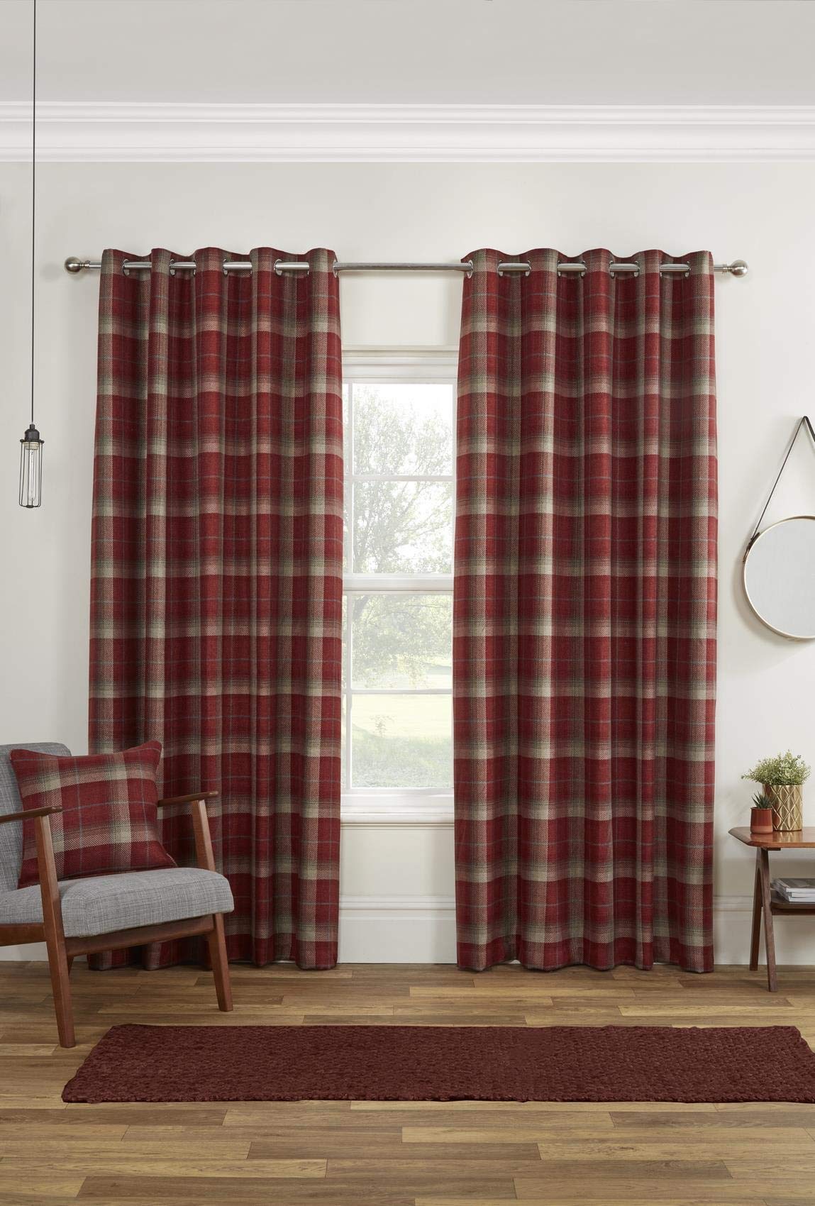 Sundour Carnoustie Blackout Eyelet Ring Top Curtains Red 46x72