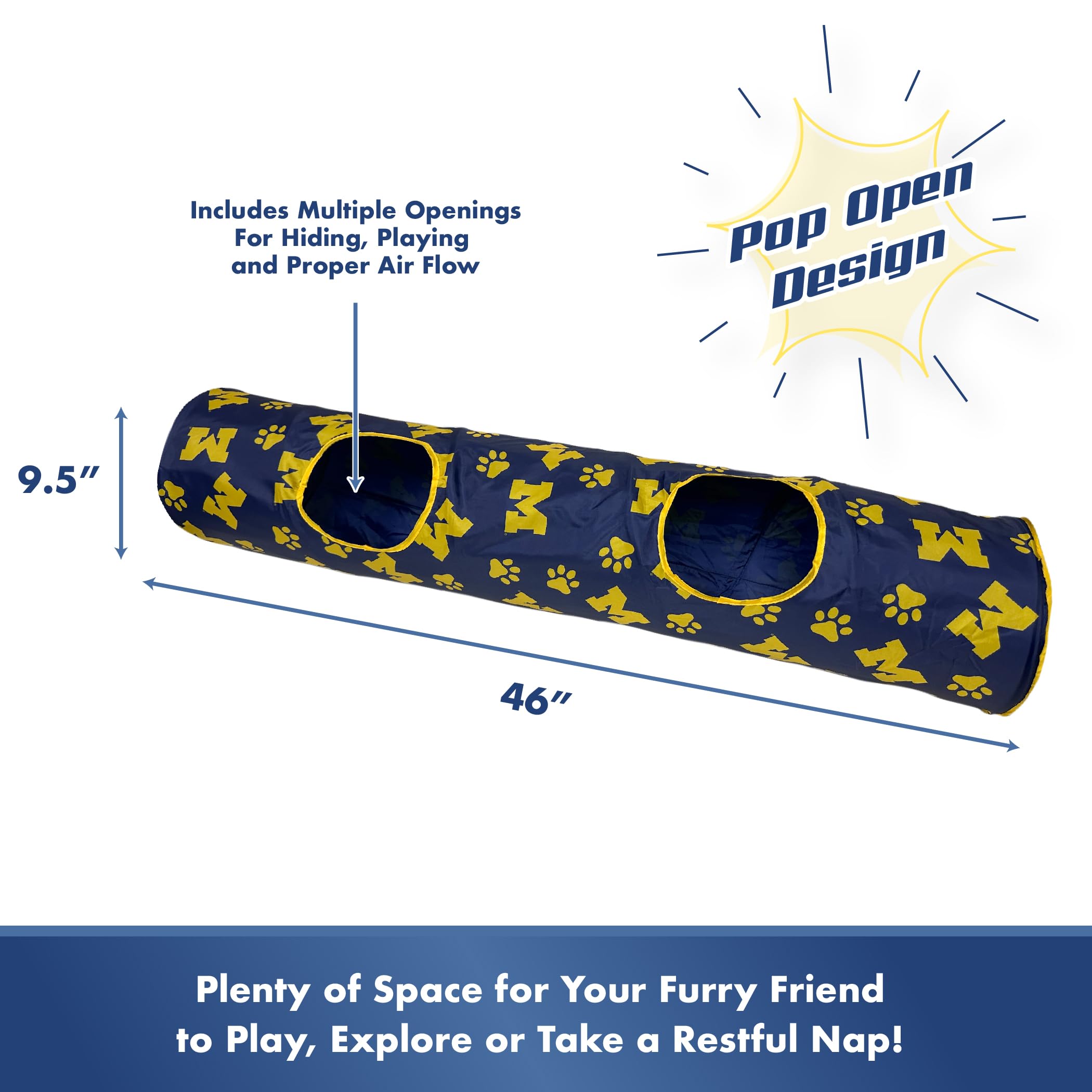 Amazon.com: NCAA Michigan Wolverines Cat Tunnel Tube Toy with
