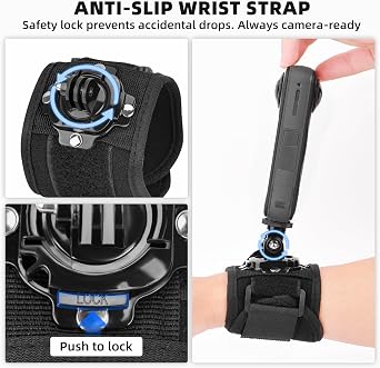 BRDRC Accessories Kit for Insta 360 X5 X6 X4 Air, Chest Mount Head Strap Harness Backpack Clip Holder Wrist Strap, 360Rotating Adapter + Quick Release for Insta360 One X3 X Camera Accessory Bundle