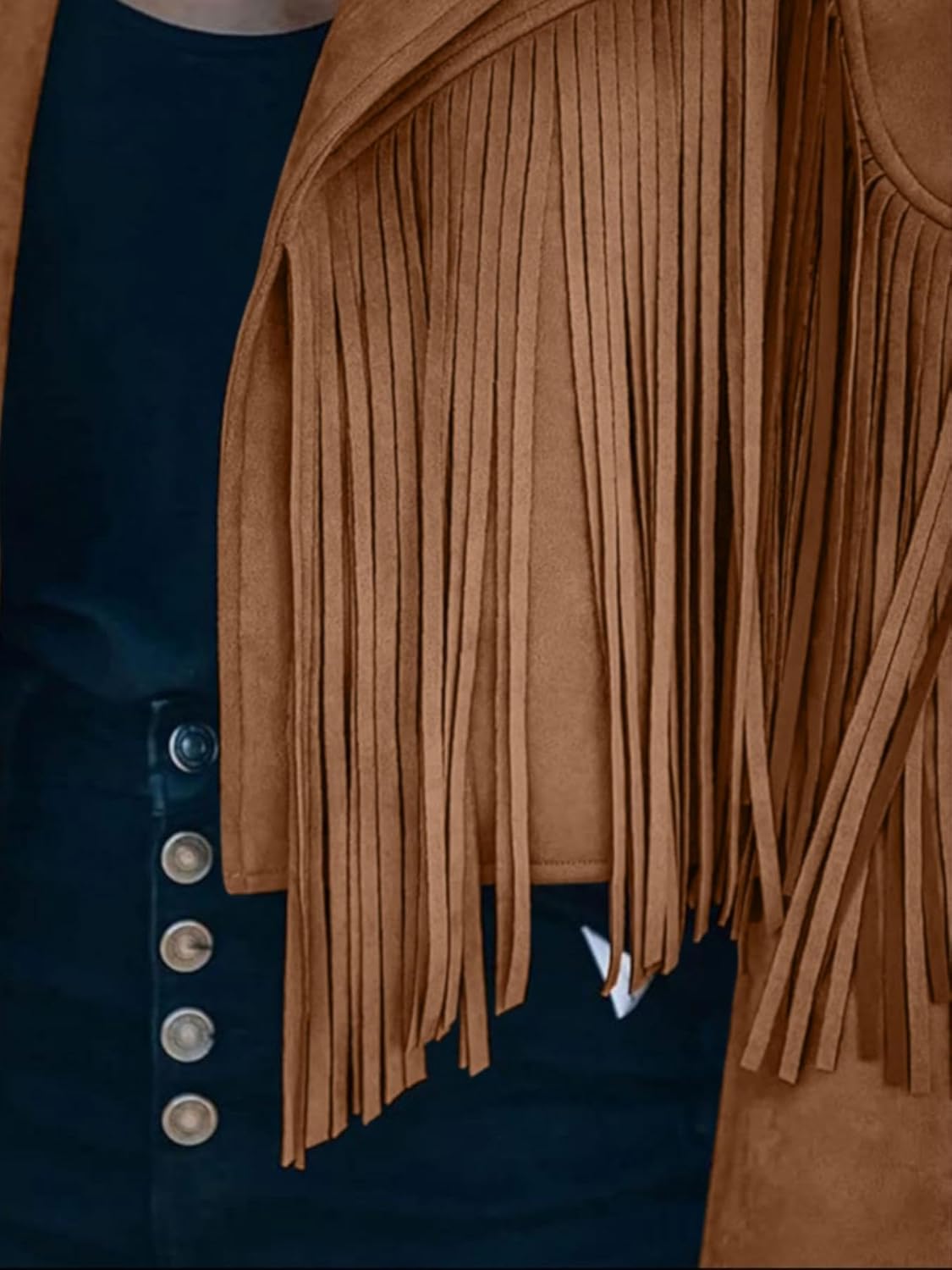 Faux Suede Leather Jackets For Women Trendy Fall Western Fringe Cropped Jacket 2025 Tassel Motorcycle Crop Coats - Image 5