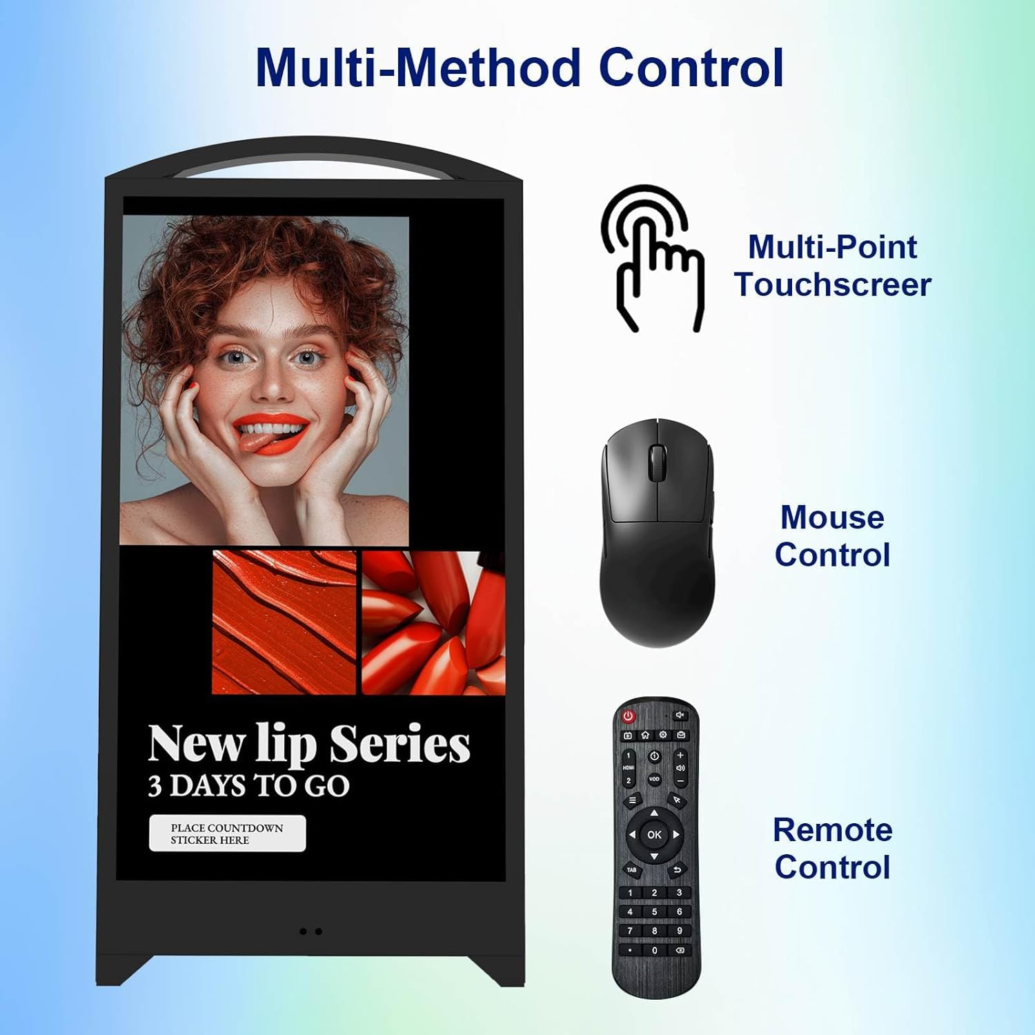 43" Outdoor Digital Signage, Portable IP65 Waterproof Digital Signage Display with 2000nits High Brightness, Advertising Display with CMS and 1200Wh Battery, Split Screen, Android 11