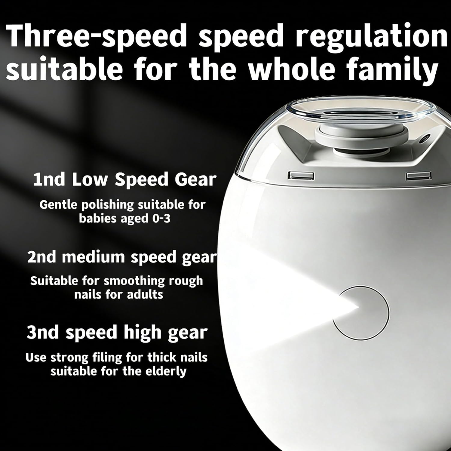 Electric Nail Clipper Automatic Nail Trimmer with LED Light, 3-Speed Quiet Nail Grinder with Nail Catcher, USB Rechargeable Fingernail & Toenail Clipper for Seniors Adults Kids