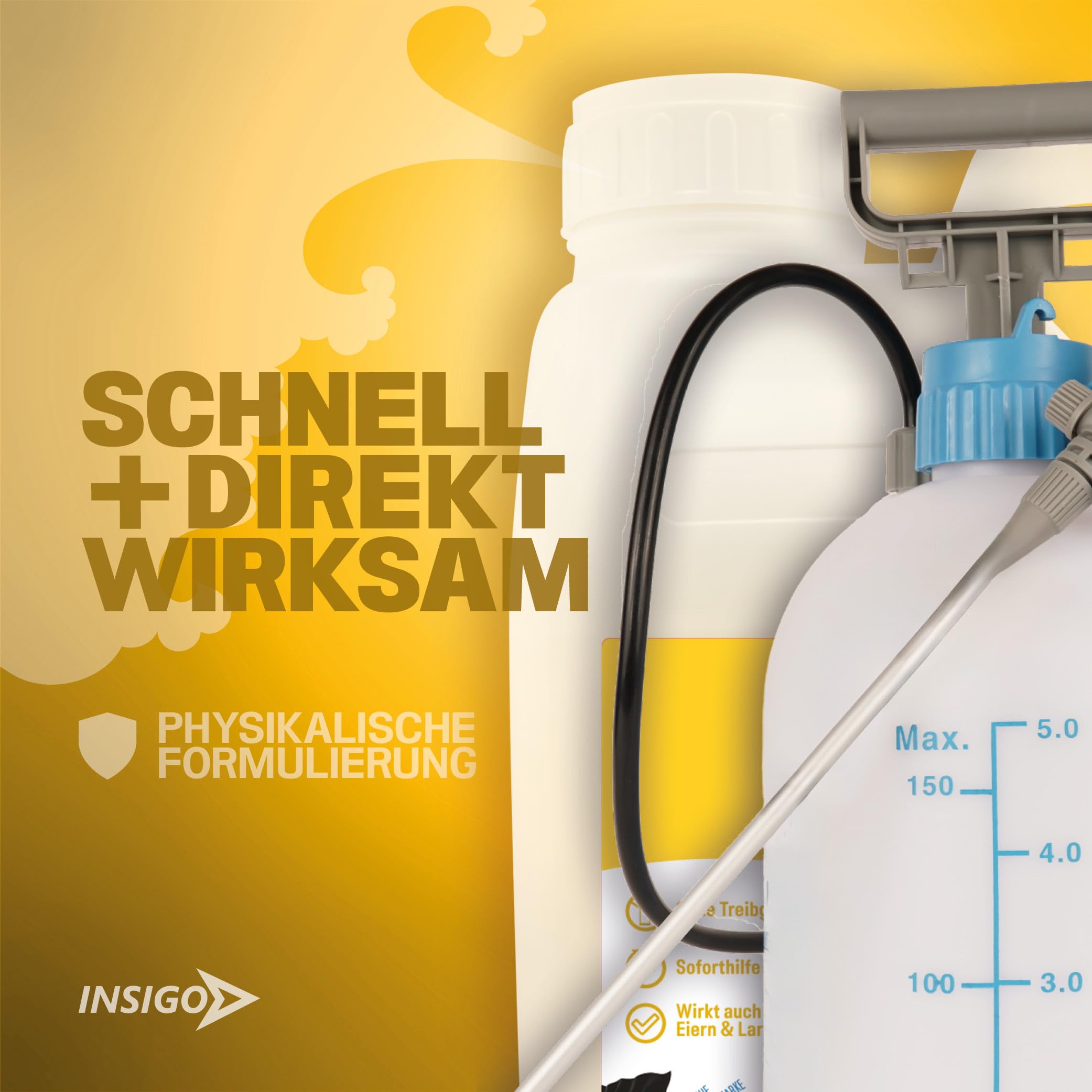 INSIGO Anti Wespen Spray 5l Kanister + 5L Drucksprüher - Wespenmittel mit mechanischer Wirkung - Effektive Abwehr für Wespen - Wespen Spray mit Sofortwirkung