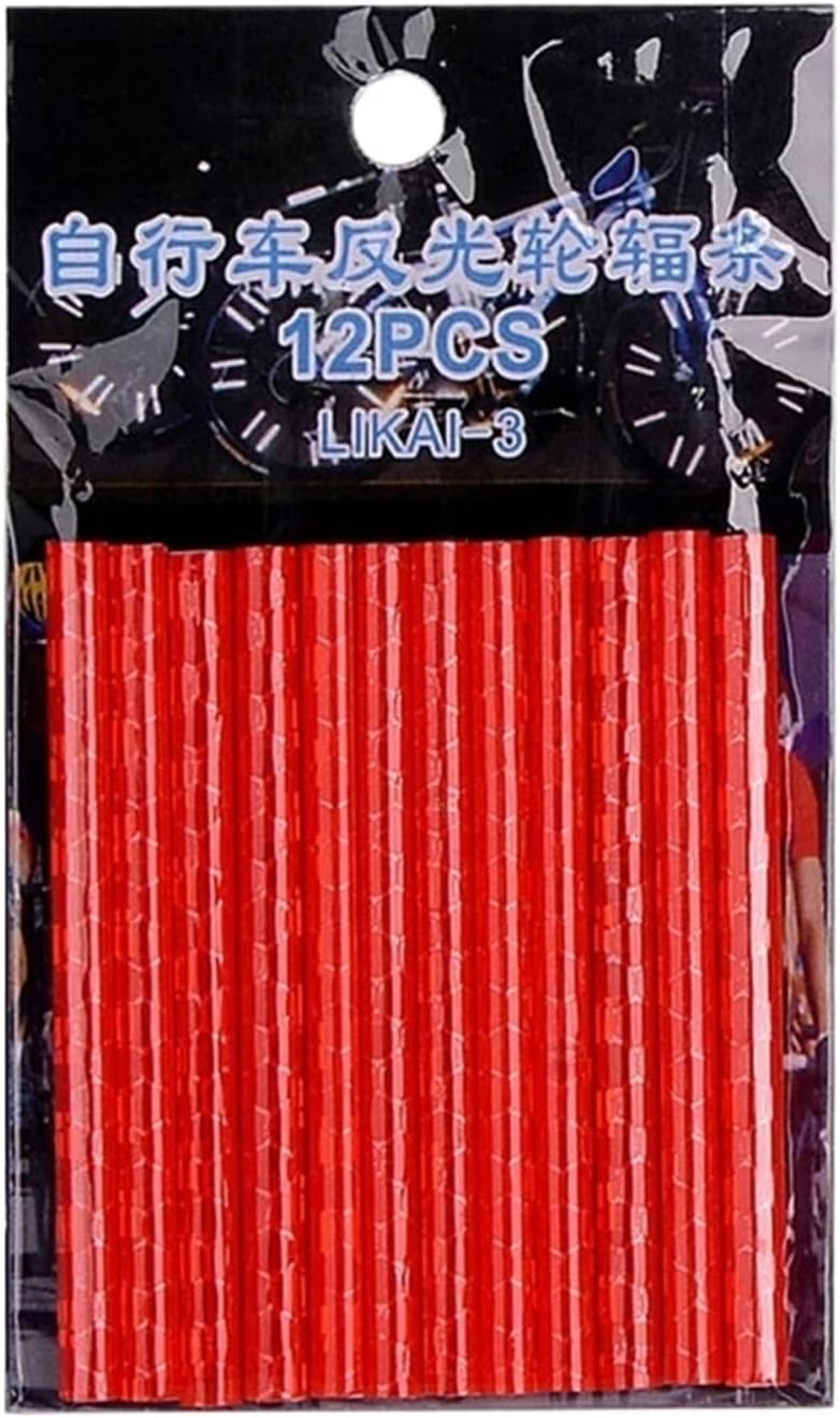 12PCS 7.5cm Wheel Spoke Reflective Tube Strips, MTB Cycling Reflector Kit