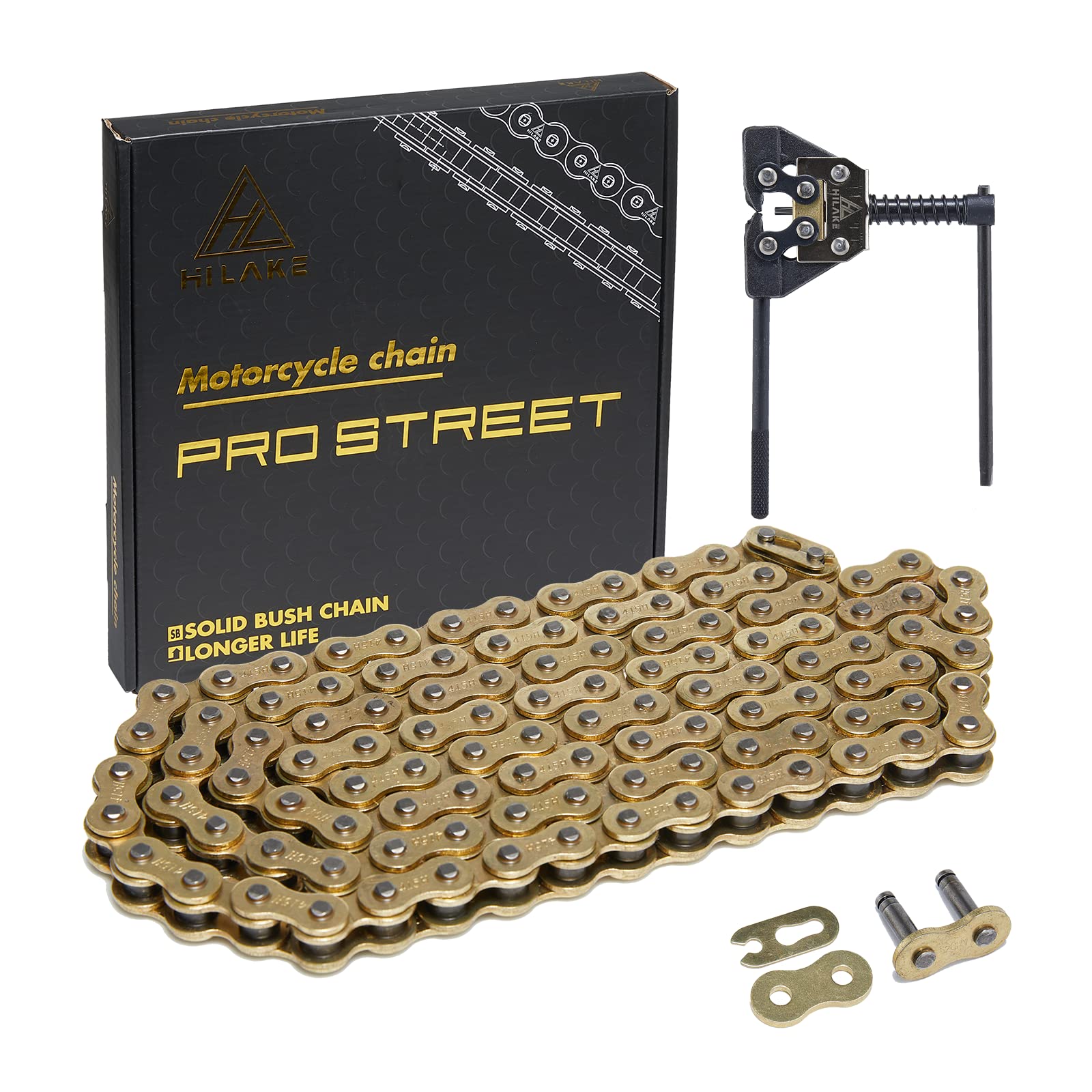 415 Motorcycle Chain 110 Links Non O-Ring with Connecting Master Link and Chain Breaker Heavy Duty Drive Chain for Motorcycle Bicycle Go Kart Mini Trail Bike