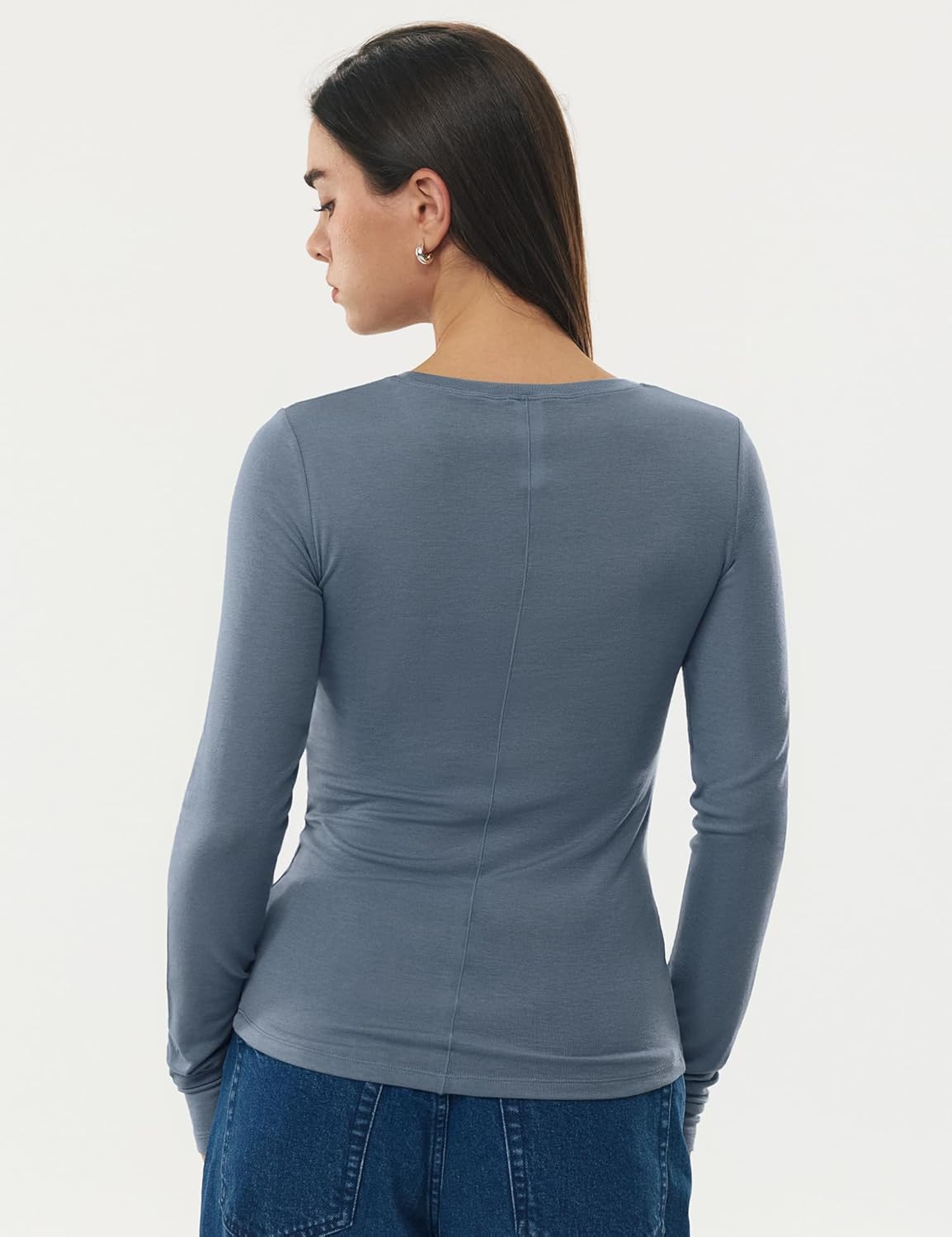 Women's Merino Wool Blend Shirts Long Sleeve Tops Crew Neck Fitted Basic Tee Cozy Embrace Collection - Image 3