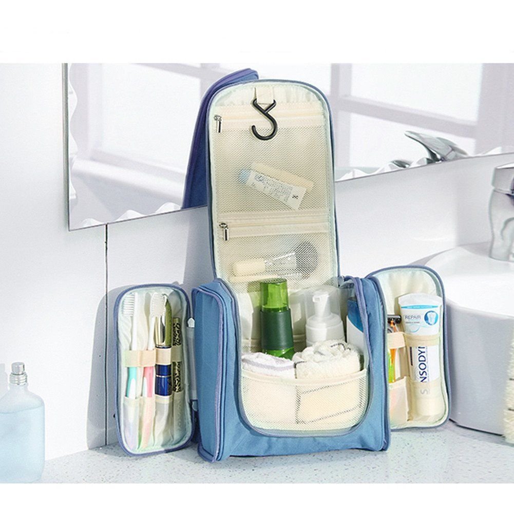 Travel Organizer Kit Hanging Bathroom Storage Cosmetic for Women's Makeup Case Toiletry Bag (Sky Blue)