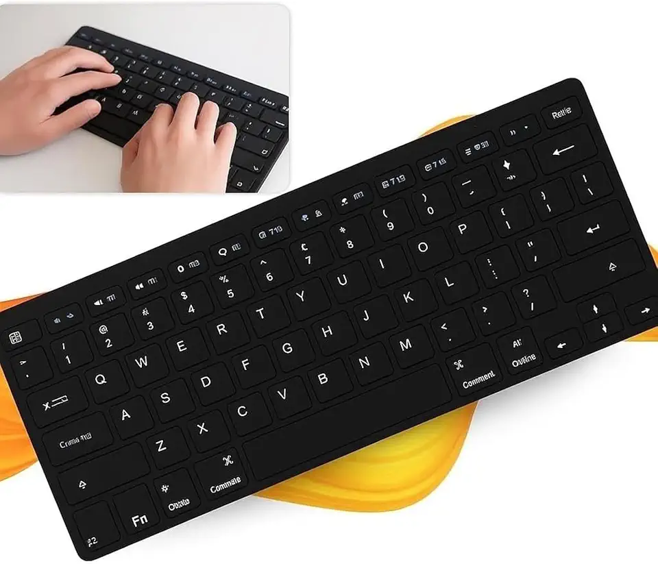 Teclado Bluetooth Ultra Fino sem Fio ABNT2 com Tecla Ç e Command, Compatível com Notebook, Tablet, PC e Celular - Preto