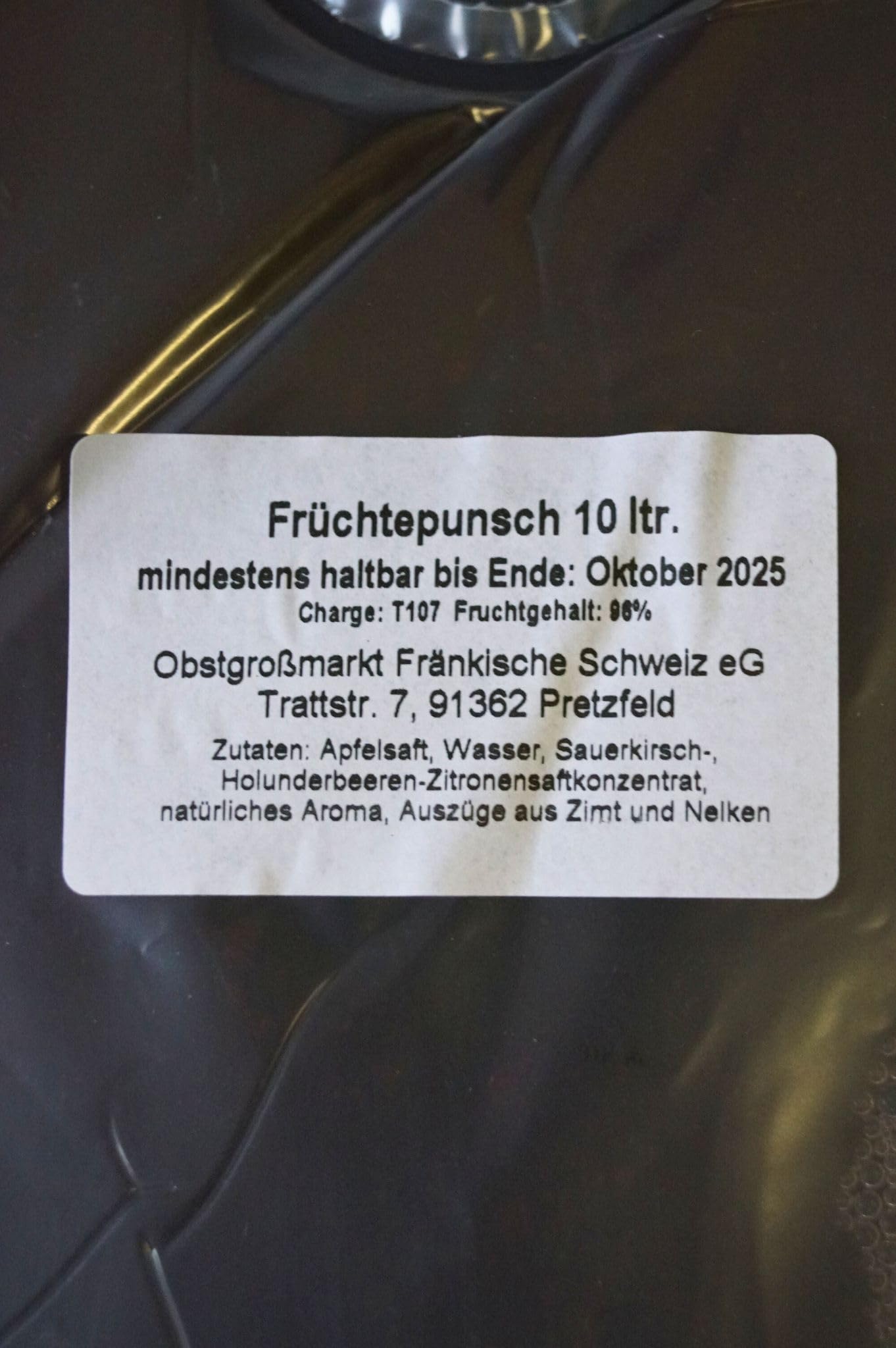 Pretzfelder Kelterei Früchtepunsch alkoholfrei 2x10L Bag in Box | leckere Punsch ideal für Weihnachten & den Advent, aus der Fränkischen Schweiz