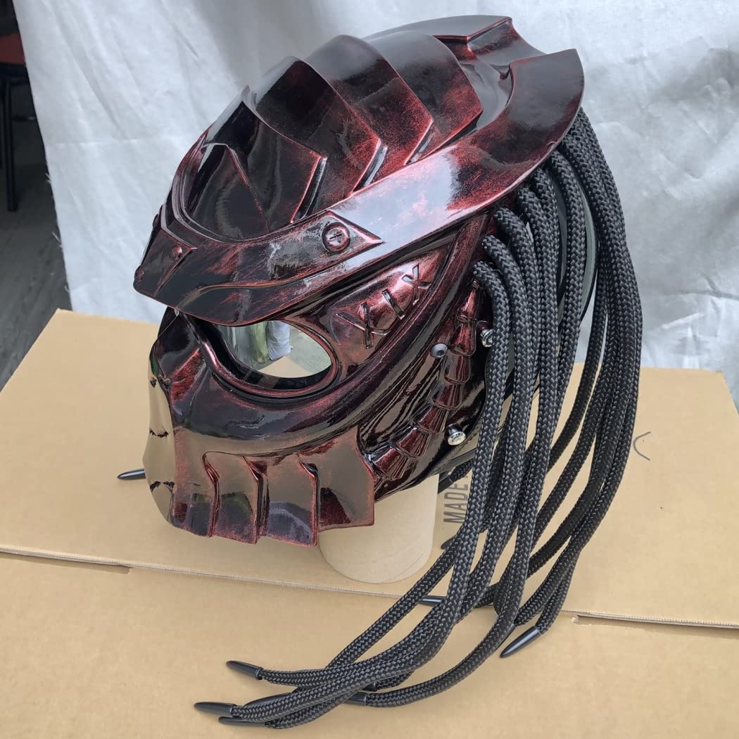 custom predator motorcycle helmet for sale Ninja Green Alien Airbrush Helmet Skull Dreadlocks Free Shipping Predator Mask Amazon Predator Motorcycle