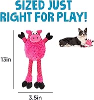 Vista 3 de goDog Checkers Skinny Pig Tough Plush Toy with Chew Guard Technology, Durable Checkered Fabric & Squeaker for Active Play, Small