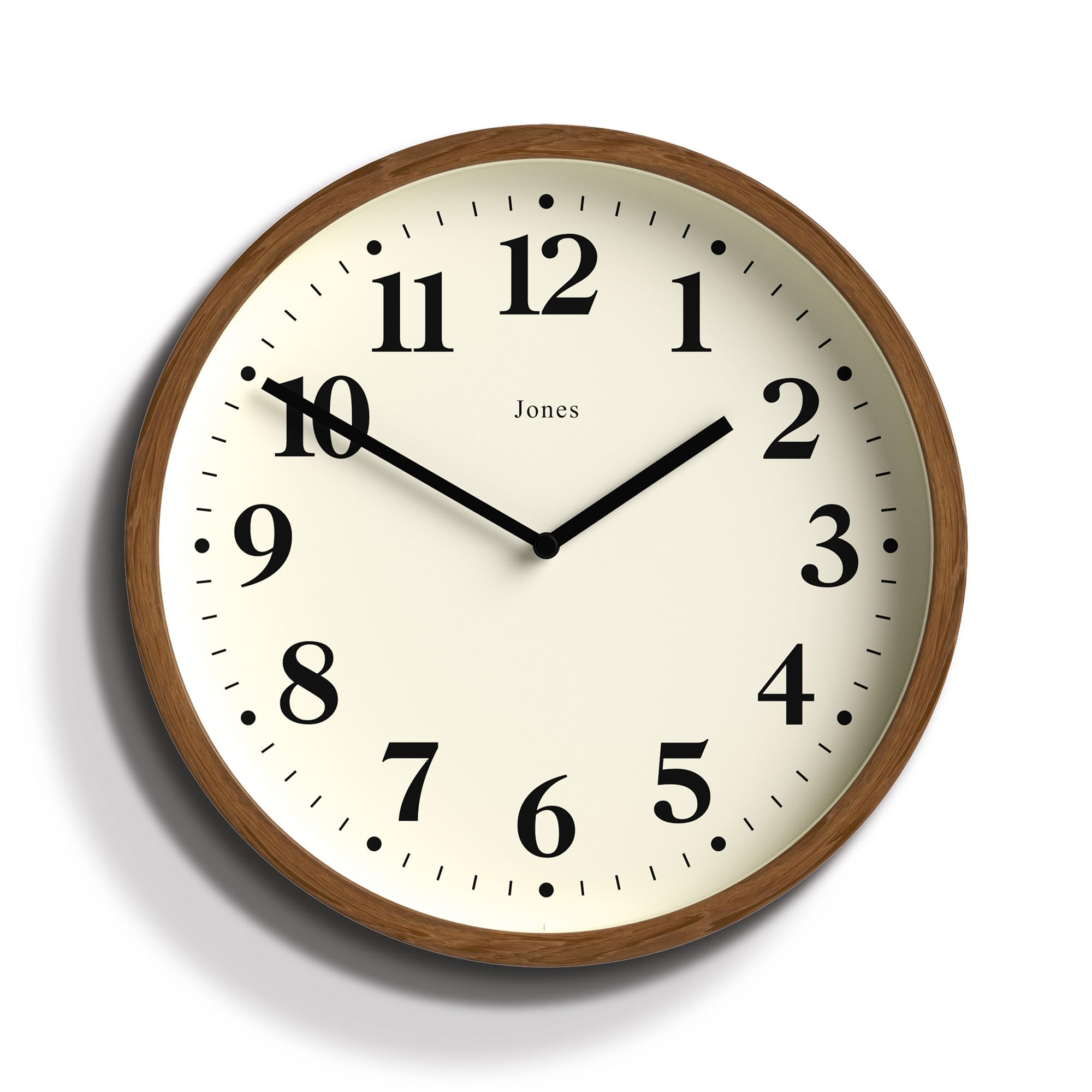 Jones Clocks® Lodge wall clock, Dark Faux Wood, 9.8 Inches