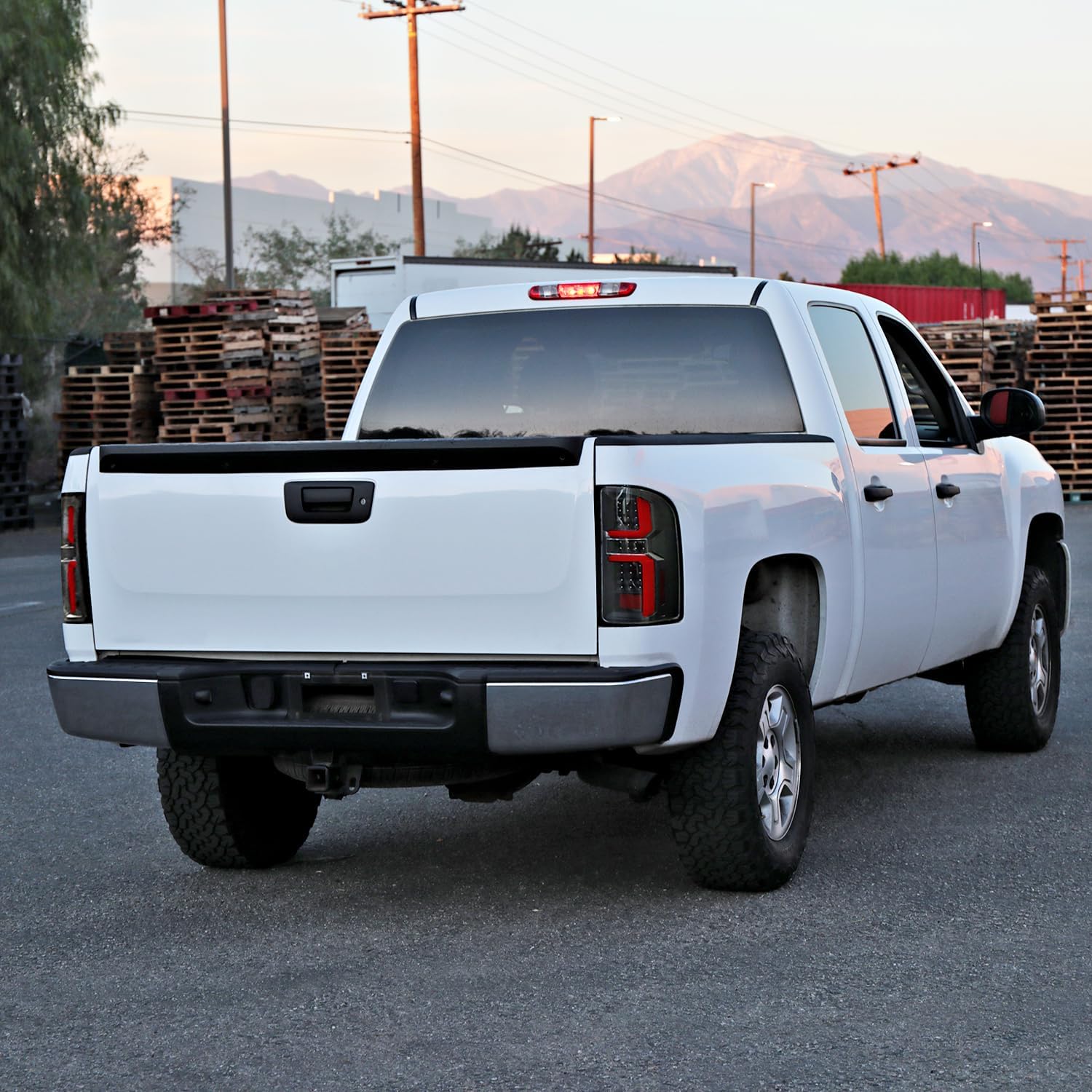SPEC-D TUNING Black LED Tail Lights w/Red LED Light Bars Compatible with 2007-2013 Chevy Silverado 1500/2500HD/3500HD, Left + Right Pair Assembly